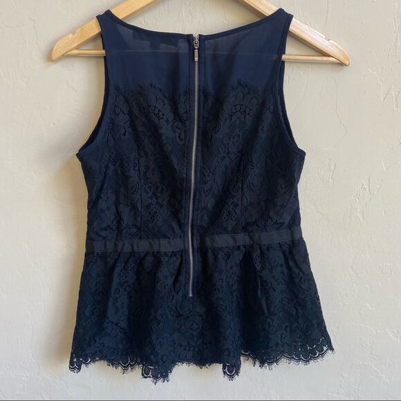 LOFT Navy Blue Black Lace Sleeveless Top - Picture 2 of 4